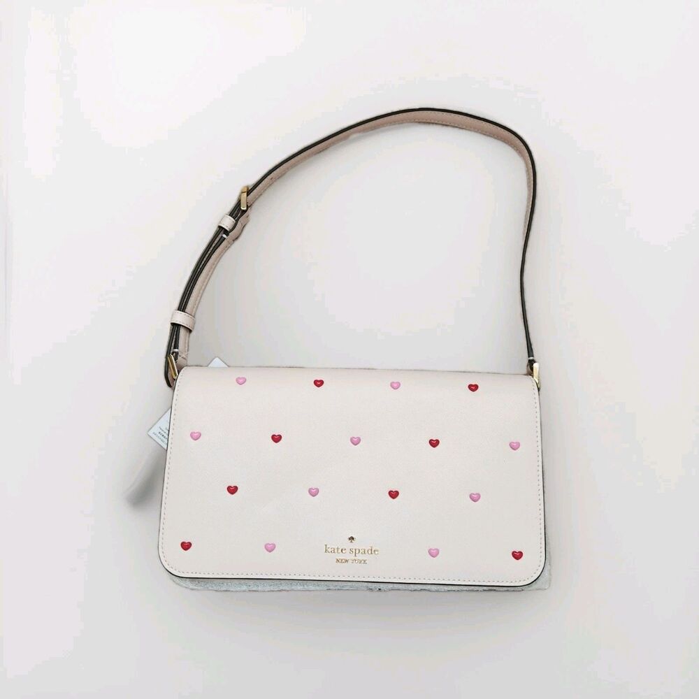 Kate Spade New York Soft Pink Heart Studs Staci Shoulder Bag KN881